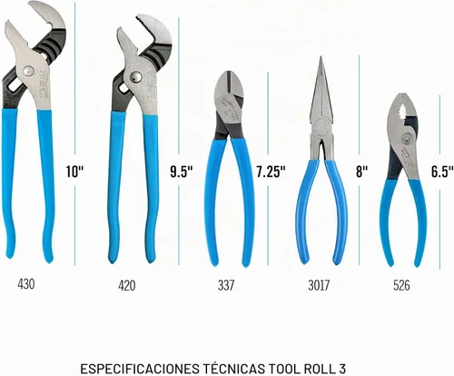 Vista 2 de Channellock TOOLROLL-3 Juego de alicates, 5 piezas en rollo práctico para herramientas.