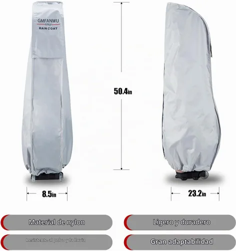 Vista 2 de Funda de lluvia para bolsa de golf, duradera, a prueba de polvo, equipo impermeable para viajes, bolsa de golf, capucha de lluvia de 50.4 pulgadas