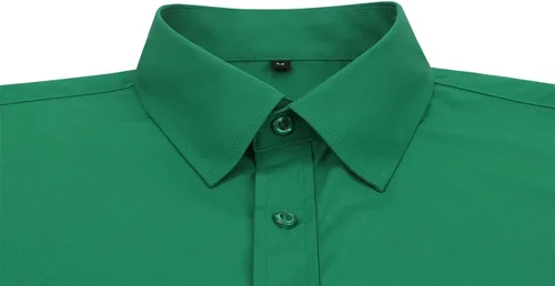 Vista 4 de corfty Camisa de vestir de manga larga para hombre, ajuste regular, elástica, sin arrugas, casual, con botones