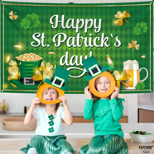 Vista 6 de KatchOn, XtraLarge - Cartel de feliz día de San Patricio, 72 x 44 pulgadas, telón de fondo del día de San Patricio para fotografía, pancartas