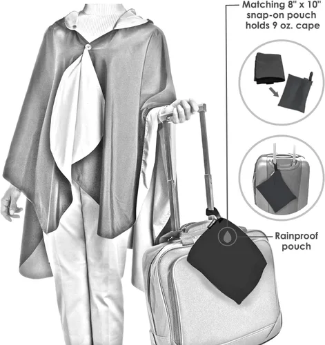 Vista 4 de RainCaper Capa de lluvia para mujer, poncho impermeable con capucha, reversible, arte fino