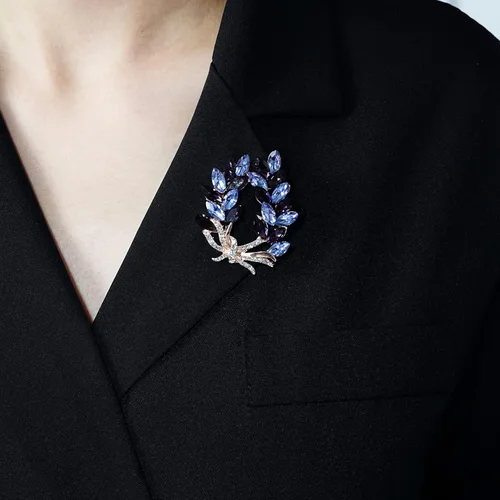 Vista 6 de Adyanl Broche de ramo de zinnia de cristal artificial, elegante y brillante, accesorio de moda para mujeres y niñas