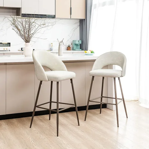Vista 11 de Glitzhome Juego de 2 taburetes de bar giratorios de 31.5 pulgadas de altura de asiento, modernos taburetes de bar de tela verde cazador de mediados