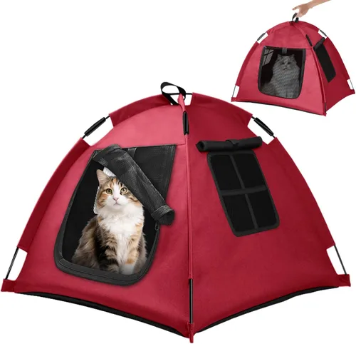 Vista 7 de Tienda de campaña para mascotas de diseño abierto, acogedora cama de monitoreo para gatos y cachorros, paredes de malla transpirable para seguridad
