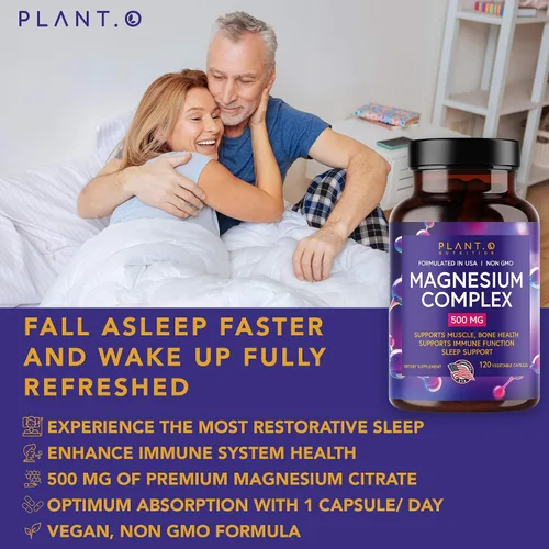 Vista 3 de Plant.O Suplemento de magnesio premium [óxido vegano y citrato, 500 mg] Complejo de alta absorción para dormir, calmar, relajante muscular, energía