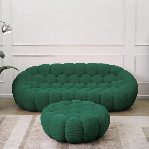 Vista 10 de JACH Juego de sofá curvado de burbujas, cómodo sofá tapizado, tela de malla 3D en forma de panal moderno para sala de estar, apartamento