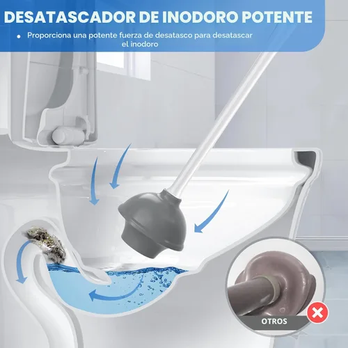 Vista 2 de LOVLOY Juego de émbolo y cepillo de inodoro con soporte, cepillo de cuenco y émbolo de inodoro resistente con soporte ventilado, combo de cepillo