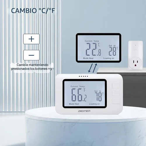 Vista 2 de Termostato inalámbrico para casa, controlador remoto de temperatura SENSTREE con enchufe de control de temperatura, soporte para modo