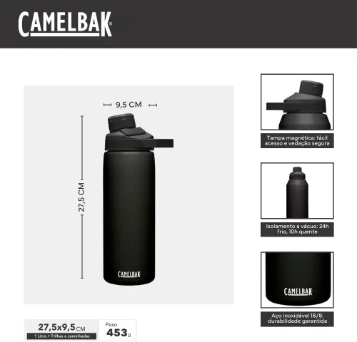 Vista 3 de CamelBak Botella de agua de acero inoxidable aislada al vacío Chute Mag Negro