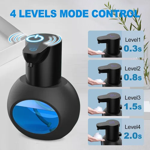 Vista 2 de Dispensador automático de jabón espumoso de 15 oz/420ml, desinfectante de manos espumoso, soporte de pared sin contacto con 4 niveles, dispensador