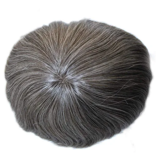 Vista 13 de Toupee para hombres, sistema de cabello gris al 20%, línea capilar invisible, color negro natural, sistema de unidad de cabello 1B20
