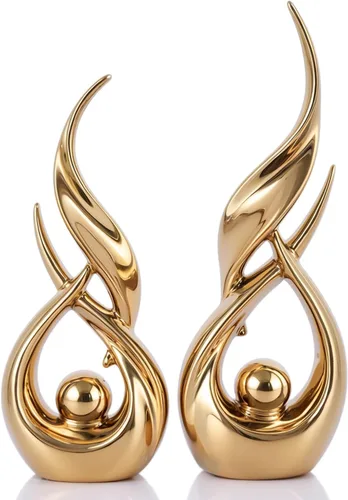 Vista 12 de 2 estatuas de cerámica de oro azul para decoración del hogar, esculturas modernas de arte abstracto, elegantes objetos decorativos de mesa