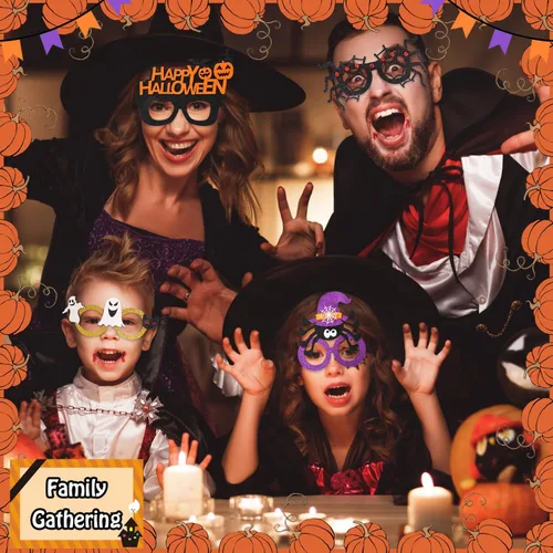 Vista 5 de PARTYWIND Gafas de Halloween para suministros de fiesta de niños, 12 estilos de gafas divertidas de Halloween para fiestas de niños, accesorios