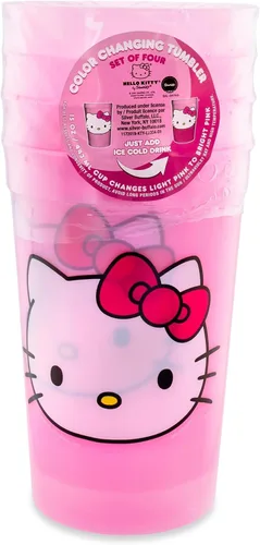 Vista 8 de Silver Buffalo Sanrio Hello Kitty - Paquete de 4 vasos de plástico que cambian de color, 15 onzas