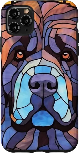 Vista 13 de Newfoundland Dog Stained Glass Case for iPhone 17