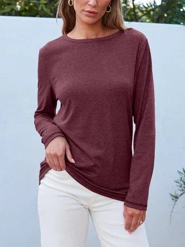 Vista 8 de SUNBS Paquete de 3 camisas de manga larga para mujer, ajuste holgado, ropa de otoño, ropa de moda 2025, camisetas básicas de entrenamiento, trajes