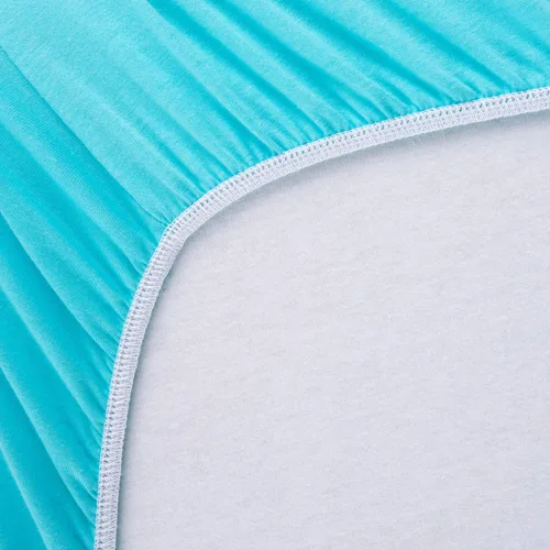 Vista 2 de sheetworld Equipada Pack N Play Hoja – Solid Aqua Jersey Knit – fabricado en EE. UU.