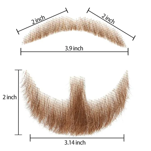 Vista 7 de Bigotes falsos, barba falsa, realista, 100% cabello humano, barba realista y bigote marrón para hombres, maquillaje realista, barbas de encaje