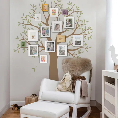 Vista 2 de Adhesivo estrecho para pared, diseño de árbol genealógico, dos colores (esquema B, tamaño pequeño: 62.5 pulgadas de ancho x 80 pulgadas de alto)