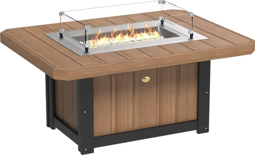 Vista 15 de LuxCraft Mesa rectangular de gas propano de 51 pulgadas para patio al aire libre con protector contra el viento de vidrio templado y cubierta