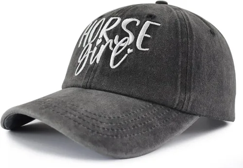 Vista 3 de Gorra de béisbol para mujer, divertida gorra de béisbol bordada de algodón ajustable para amantes de los caballos