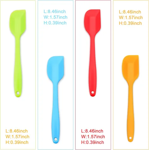 Vista 3 de Espátula de silicona de 4 piezas, espátulas de goma antiadherentes resistentes al calor con núcleo de acero inoxidable