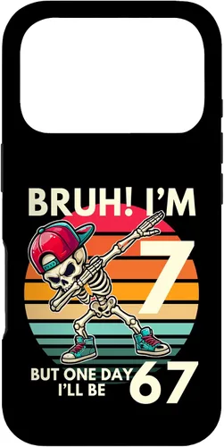 Vista 30 de Bruh I'm 7 But One-Day I'll Be 67 Retro 7th Birthday Kids Case for iPhone 17