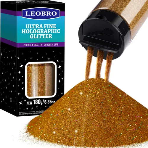 Vista 22 de Leobro - Brillantina plateada, 180g/6.35oz de brillo fino holográfico para resina, manualidades, vasos, uñas, cuerpo, diamante holográfico plateado