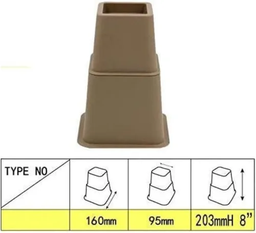 Vista 4 de HomeRoots Elevadores de cama ajustables y elevadores de muebles, elevadores de mesa de plástico resistente de 3, 5 u 8 pulgadas para cama y sofá