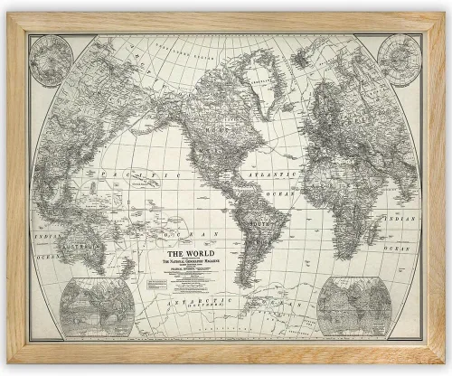 Vista 8 de Impresión en blanco y negro de mapa del mundo 1922, gran decoración para la oficina en casa y la escuela, póster de pared clásico para el aula, gran