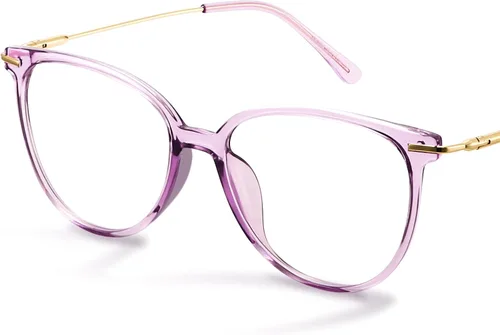 Vista 21 de Gaoye - Gafas de bloqueo de luz azul - Marcos redondos TR90 de moda, brazos de metal, protección UV400 - Estuche suave a juego * 1 marco negro