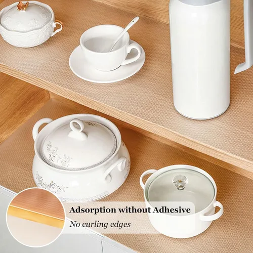 Vista 5 de Thick Clear Drawer Liners,Non-Adhesive EVA Shelf and Drawer Liner for Kitchen Cabinet,Decorative Organizer Shelf Cover,Non Slip Waterproof Shelf