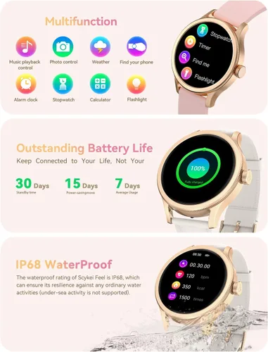 Vista 7 de Relojes inteligentes para mujer, reloj inteligente de seguimiento de actividad física para teléfonos Android/compatible con iPhone, reloj de mujer