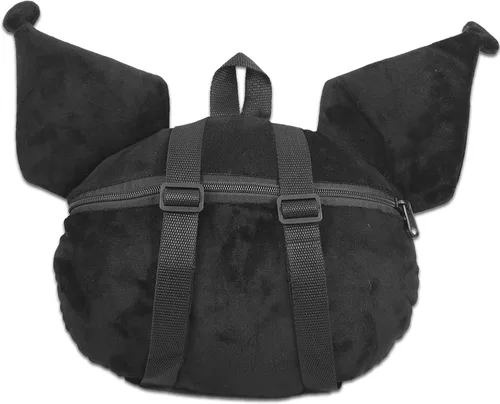 Vista 3 de Kuromi - Juego de bolso de peluche – Paquete de mochila de felpa Hello Kitty con correas ajustables, más Bolsa de felpa Kuromi para niñas