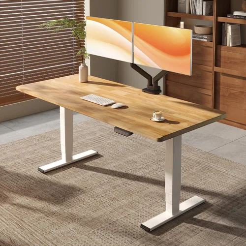 Vista 32 de FLEXISPOT E6 MAX Woodix - Escritorio de pie de madera maciza de acacia de 48 x 24 pulgadas, doble motor, resistente, capacidad de 330 libras