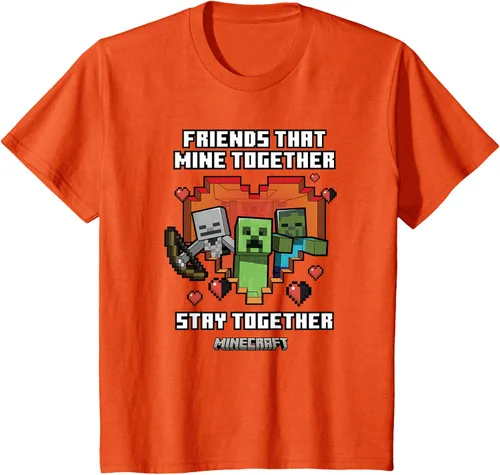 Vista 25 de Minecraft Camiseta de San Valentín Friends That Mine Together Mobs, Negro
