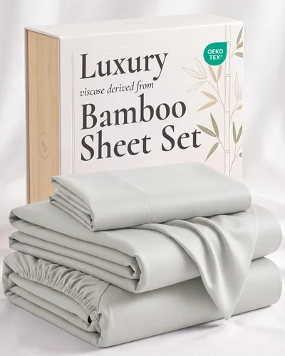 Vista 23 de Hotel Sheets Direct - Juego de sábanas 100% viscosa derivada de bambú tamaño individual - sábanas refrescantes con 1 funda de almohada 01-Blanco