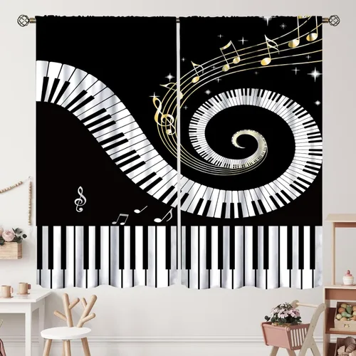 Vista 45 de Cortinas de jazz para mujer americana, estilo grunge, estilo grunge, con bolsillo para barra, para dormitorio, sala de estar, decoración