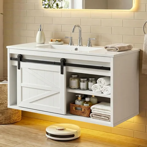 Vista 7 de DWVO Tocador de baño LED de 36" con fregadero Negro