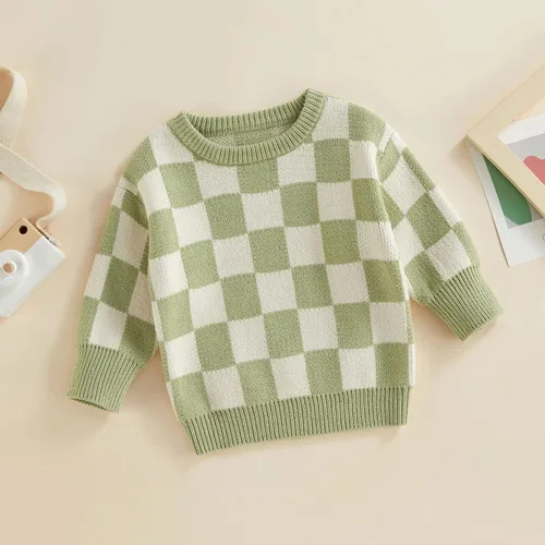 Vista 2 de Kuriozud Suéter de punto con cuello redondo para bebé niño y niña, suave y cálido, ropa de otoño e invierno