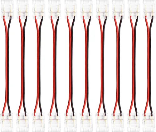 Vista 13 de LightingWill Conectores LED de 2 pines de 0.315 in, 10 unidades DC hembra conector transparente sin soldadura, conector de luz de cinta LED 2