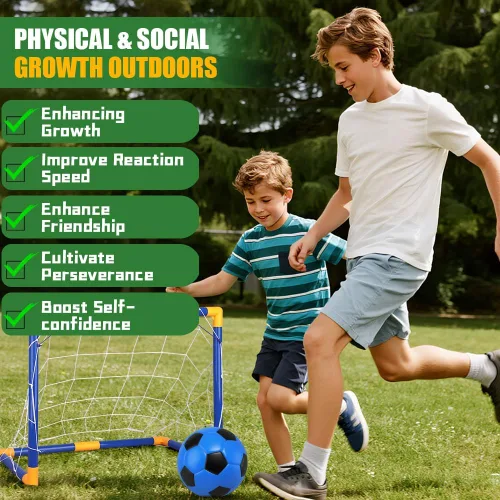 Vista 5 de Soccer Goal Set 23" W×18" H×12" D, Portable Soccer Goal Training Equipment, Mini Soccer Net with 3 Soccer Ball for Sports Game, Soccer Set for Kids