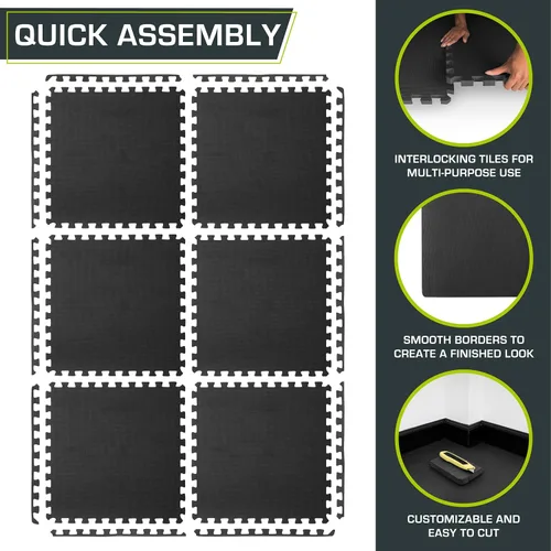 Vista 6 de ProsourceFit Alfombrilla de Ejercicio Tipo Rompecabezas Extra Gruesa ¾" y 1", Baldosas Entrelazadas de Espuma EVA para Suelo de Entrenamiento