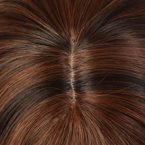 Vista 6 de Peluca de cabello humano real mezclado, largo medio, por Asifen, 33