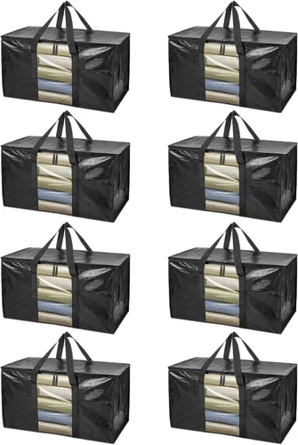 Vista 24 de BALEINE Paquete de 2 bolsas de mudanza de gran tamaño con asas reforzadas, bolsa de almacenamiento resistente para ropa, suministros de mudanza