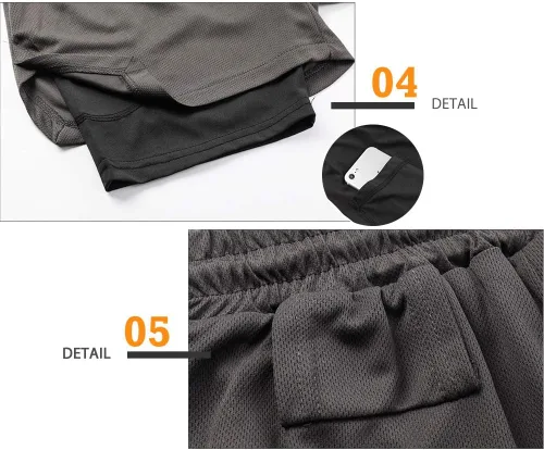 Vista 5 de Surenow - Pantalones cortos de correr para hombre, pantalones cortos 2 en 1 para entrenamiento, de 7 pulgadas, para yoga, deportes al aire libre