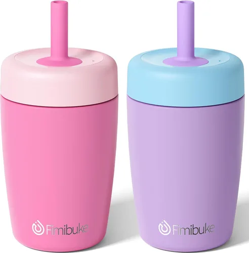Vista 19 de Fimibuke Vasos para niños y niños pequeños, a prueba de derrames, 12 onzas, con aislamiento Capybara, vaso de paja para niños pequeños, botella
