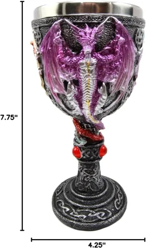 Vista 10 de Ebros Gift Gran rojo azul púrpura noche terror alado Tríada demoníaca dragón bebida vino copa copa cáliz figura 8oz Calabozos y dragones Fantasía