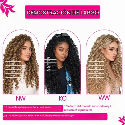 Vista 4 de Hetto Extensiones de cabello humano rizado con clip, color negro, 14 #1 Negro Azabache