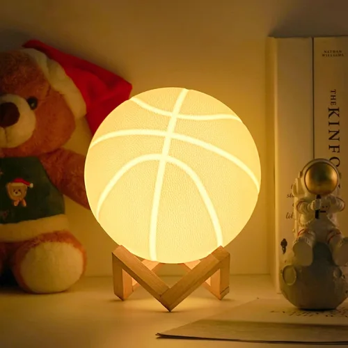 Vista 9 de Luz nocturna de baloncesto, regalos para papás y hombres aficionados al baloncesto, lámpara de habitación con control remoto, 16 colores cambiantes
